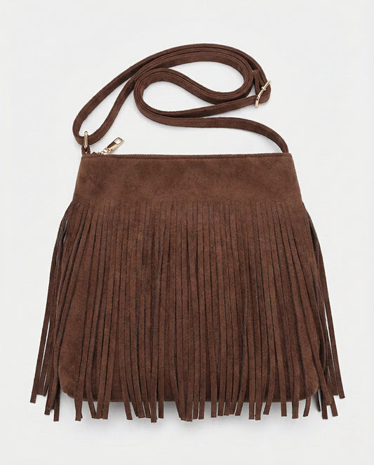 Suede Fringe Shoulder Bag