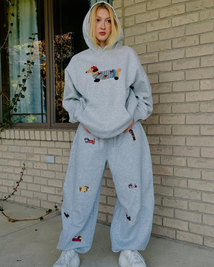 Embroidered Puppy Sweatpants