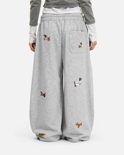 Embroidered Puppy Sweatpants