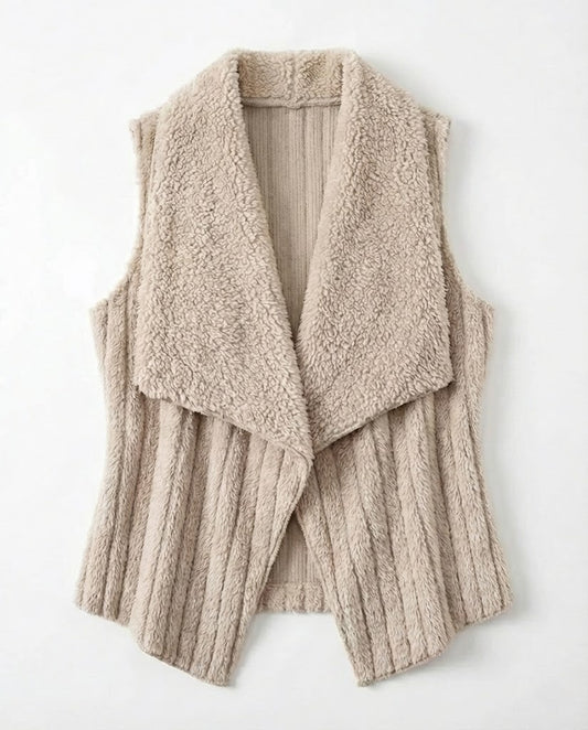 Cozy Fleece Open Front Vest Coat